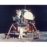 Neil Armstrong - Triptych: Buzz Aldrin unpacking scientific equipments from the LM “Eagle”, Apollo