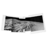 Panoramic view of rover tracks on the 17 degree gradient of Hadley Delta... Panoramic view of