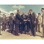 President John F. Kennedy and Vice President Lyndon B. Johnson visit Dr. Wernher von Braun at
