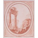 Janinet (Jean François) - A group of 4 classical ruins, after François Boucher, 2 pairs of oval