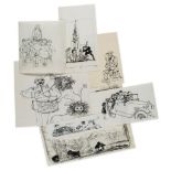 Hogarth (Paul) - Collection of 46 original sketches, pen and ink or pencil, some highlighted in