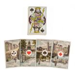 standard pack 52 hand-coloured engraved playing cards, scenic aces standard pack 52 hand-coloured