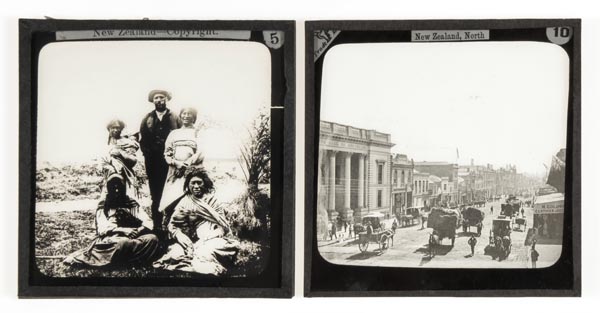 Herbert Deveril (1840-1911). New Zealand, ca. 1890. Approximately 70 glass positive slides, titled