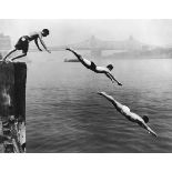 Arthur Leipzig (1918-2014). Divers, East River, 1948. Gelatin silver print, printed later, signed