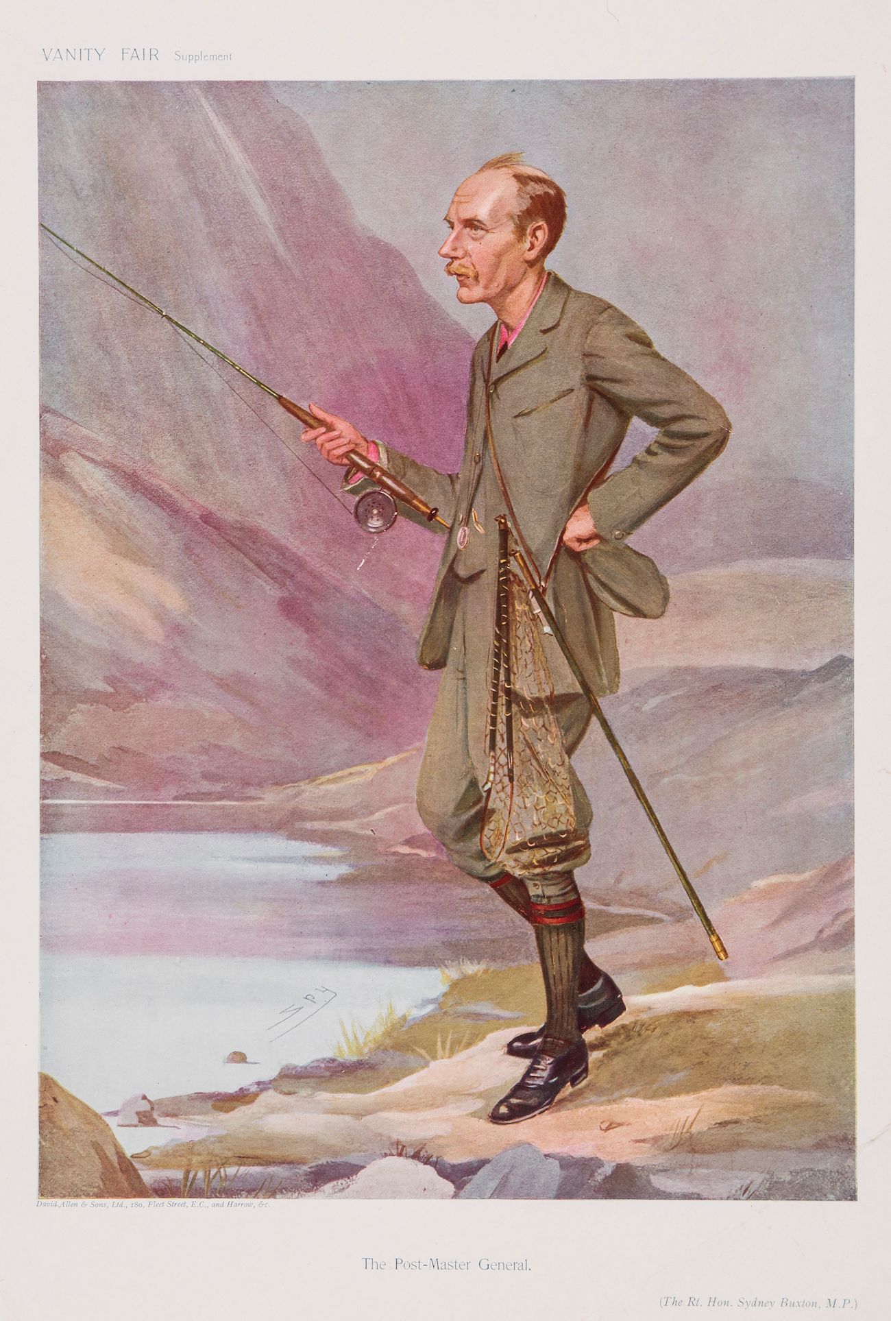 Ward (Sir Leslie Matthew) "Spy" - The Post-Master General. fly fishing caricature of the Rt. Hon.