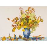 Archer (Val) - Autumn Flowerpiece with Fireworks,  watercolour over pencil, 535 x 730mm., signed