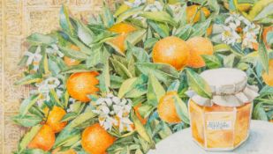 Archer (Val) - Seville Oranges and Marmalade; Fresh Carrots,  2 watercolours over pencil, 160 x