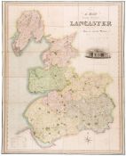 Lancashire.- Teasdale (Henry) - Map of Lancaster,  engraved map, hand-coloured, 1150mm x 1620mm.,