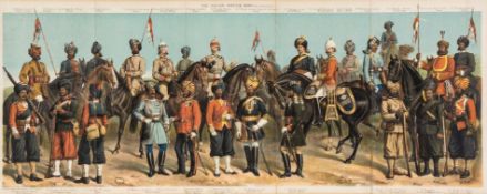 Simkin (Richard) - The Indian Native Army, panoramic military costume plate with key above and