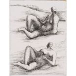 Henry Moore (1898-1986) - Two Reclining Figures (C.468) etching with ball point pen, 1977/78, a