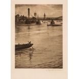 C.R.W. Nevinson (1889-1946) - View of the Thames looking toward Westminster heliogravure, ca.1920,