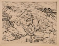 Joseph Hecht (1891-1951) - The Quarry etching, signed in pencil, numbered 2/45, on laid paper,