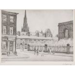 Laurence Stephen Lowry (1887-1976) - By St Philips Church, Salford offset lithograph, signed in