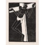 George Bissill (1896-1973) - Crucifixion woodcut, signed in pencil, numbered 7/15, on tissue thin