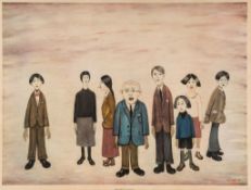 Laurence Stephen Lowry (1887-1976) - His Family offset lithograph printed in colours, signed in