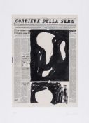 Jannis Kounellis (b.1936) - Edizione Notturna screenprint with collotype and collage, 1986, signed