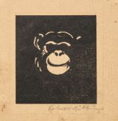 Robert Gibbings (1889-1958) - Ape wood-engraving, signed in pencil, on laid paper, with full
