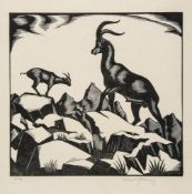 Robert Gibbings (1889-1958) - Goats on the Mountain wood-engraving, c.1934, signed and incribed 11.