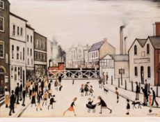 Laurence Stephen Lowry (1887-1976) - The Level Crossing offset lithograph printed in colours,