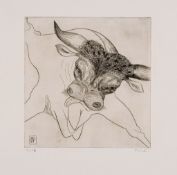 Gabor F. Peterdi (1915-2001) - Black Bull the complete portfolio, 1939, comprising seven engravings,