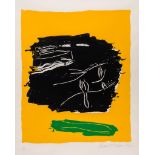 Bruce McLean (b.1944) - Green Fish on Yellow screenprint in colours, 1984, signed and dated in