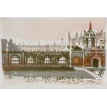 Edwin LaDell (1919-1970)  - Kings Cambridge lithograph printed in colours, signed and titled in