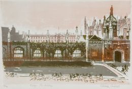 Edwin LaDell (1919-1970)  - Kings Cambridge lithograph printed in colours, signed and titled in