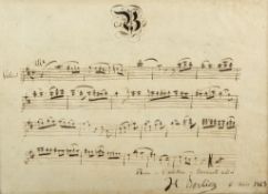 Autograph music quotation signed, 21 bars from Benevenuto Cellini  (Hector,  composer,   1803-