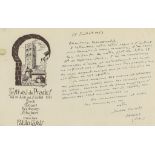 Autograph Letter signed to Nancy Macdonald, 1p., 135 x 209mm  (Pablo,  cellist and conductor,