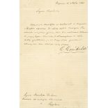 Letter signed "G. Garibaldi" to the Marchese De Luca  (Giuseppe,  Italian general and