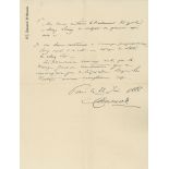 Autograph Letter signed "Charcot" to an unnamed recipient, 1p  (Jean-Martin,  French neurologist and