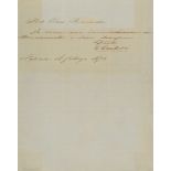 Autograph Note signed "G. Garibaldi" to Count Giuseppe Ricciardi, Naples, 1p  (Giuseppe,  Italian