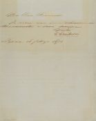 Autograph Note signed "G. Garibaldi" to Count Giuseppe Ricciardi, Naples, 1p  (Giuseppe,  Italian