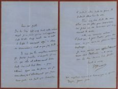 Autograph Letter to Philomena Boyer, 2 pp  (Gustave,  writer,   1812-80)   Autograph Letter to