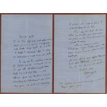 Autograph Letter to Philomena Boyer, 2 pp  (Gustave,  writer,   1812-80)   Autograph Letter to