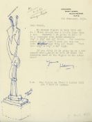 Typed Letter signed "Henry" to Barry Hart, 1p., sm  (Henry,  sculptor,   1898-1986)   Typed Letter