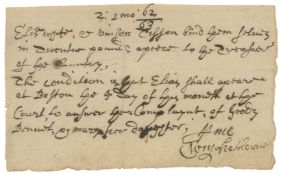 Bond for £20 by Elias White & Unison Tisson to appear at Boston to answer...  (William,  merchant in