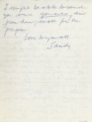 Autograph Letter signed "Sandy" to Nancy, 1½pp., sm  (Alexander,  American sculptor,   1898-