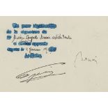 Signed print, laid down on card, ink stamp and manuscript inscription in...  (Pierre-Auguste,