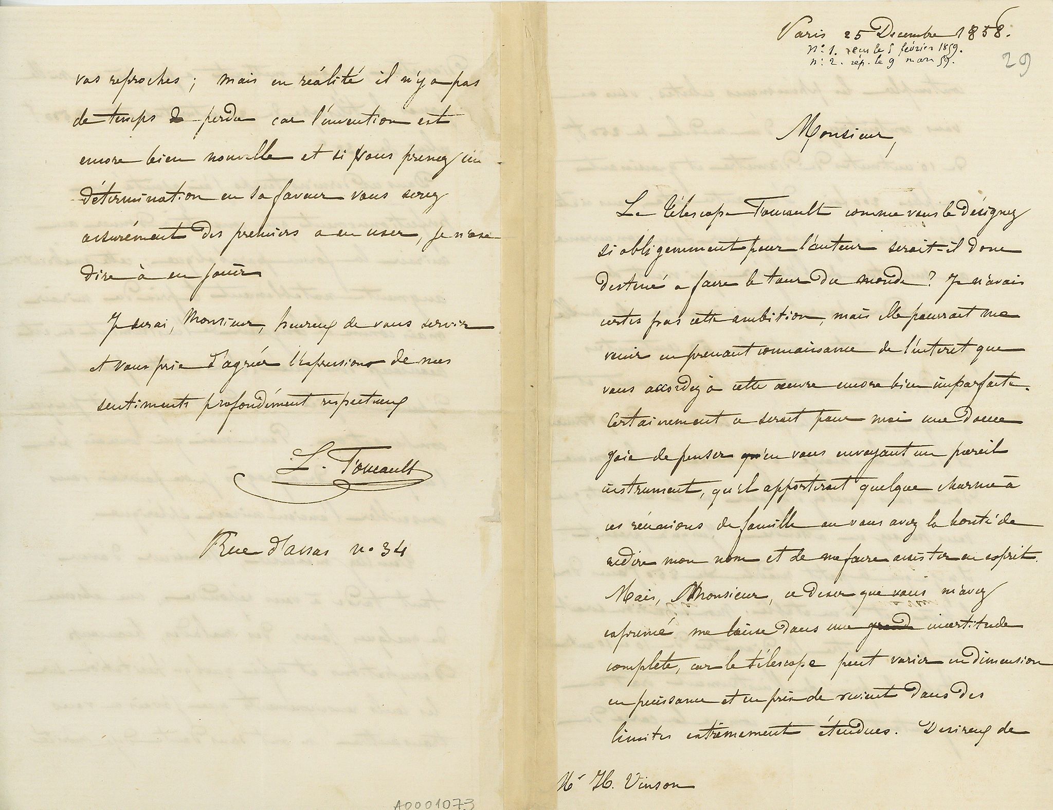 Autograph Letter signed to an unnamed recipient, 4pp  (Léon,  physicist,   1819-68)   Autograph