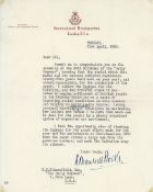 Typed Letter signed to Ralph Blumenfeld, editor of The Daily Express, 1p., sm  (William Bramwell,