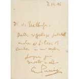 Autograph Letter signed to an unnamed contessa, 2pp  (Giacomo,  composer,   1858-1924)   Autograph