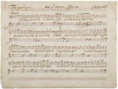Handel Act 2d Hamor, Iphis etc., part manuscript music score, 2pp  Handel (George Frideric,