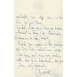 Autograph Letter to "Dear John", 4pp., 8vo, Buckingham Palace  ( Queen of the United Kingdom of