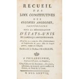 Regnier Recueil des Loix Constitutives des Colonies Angloises, first edition  Regnier (C.A.,