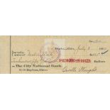 Signed cheque for $250, 81 x 218mm., 8th July 1925.  (Orville,  American pioneer aviator,   1871-
