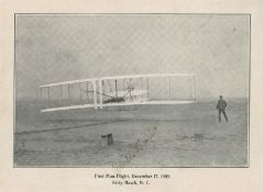 First-Man Flight… Kitty Hawk, N.C., signed print, mount, signature faded  (Orville,  American