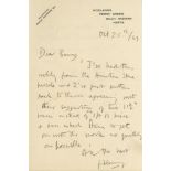 2 Autograph Letters signed "Henry" to Barry Hart, together 3pp  (Henry,  sculptor,   1898-1986)