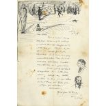 Illustrated letter to "Dear Bessie", 1p., sm. 4to, n.p., n.d., [c  (Raoul,  American costume