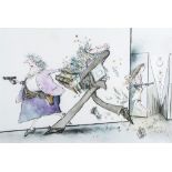 Searle (Ronald) - 'Cash Protection',  original pen, ink and water colour illustration, signed by the